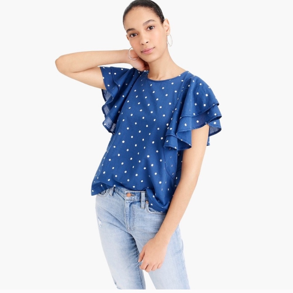 J. Crew Flutter Sleeve Top - Picture 1 of 7